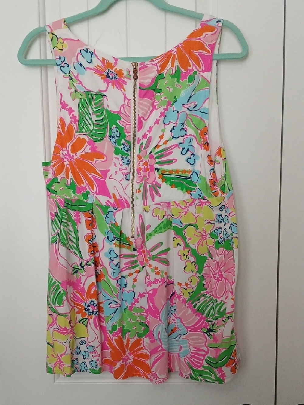 Lilly Pulitzer Bright Floral V-Neck Tank in Pink, Aqua & Orange - Picture 3 of 4